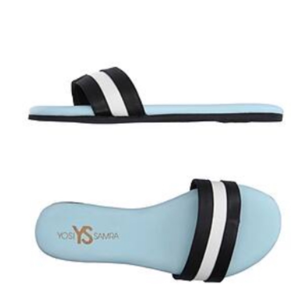 Yosi Samra Women's Black and White Slide Sandals